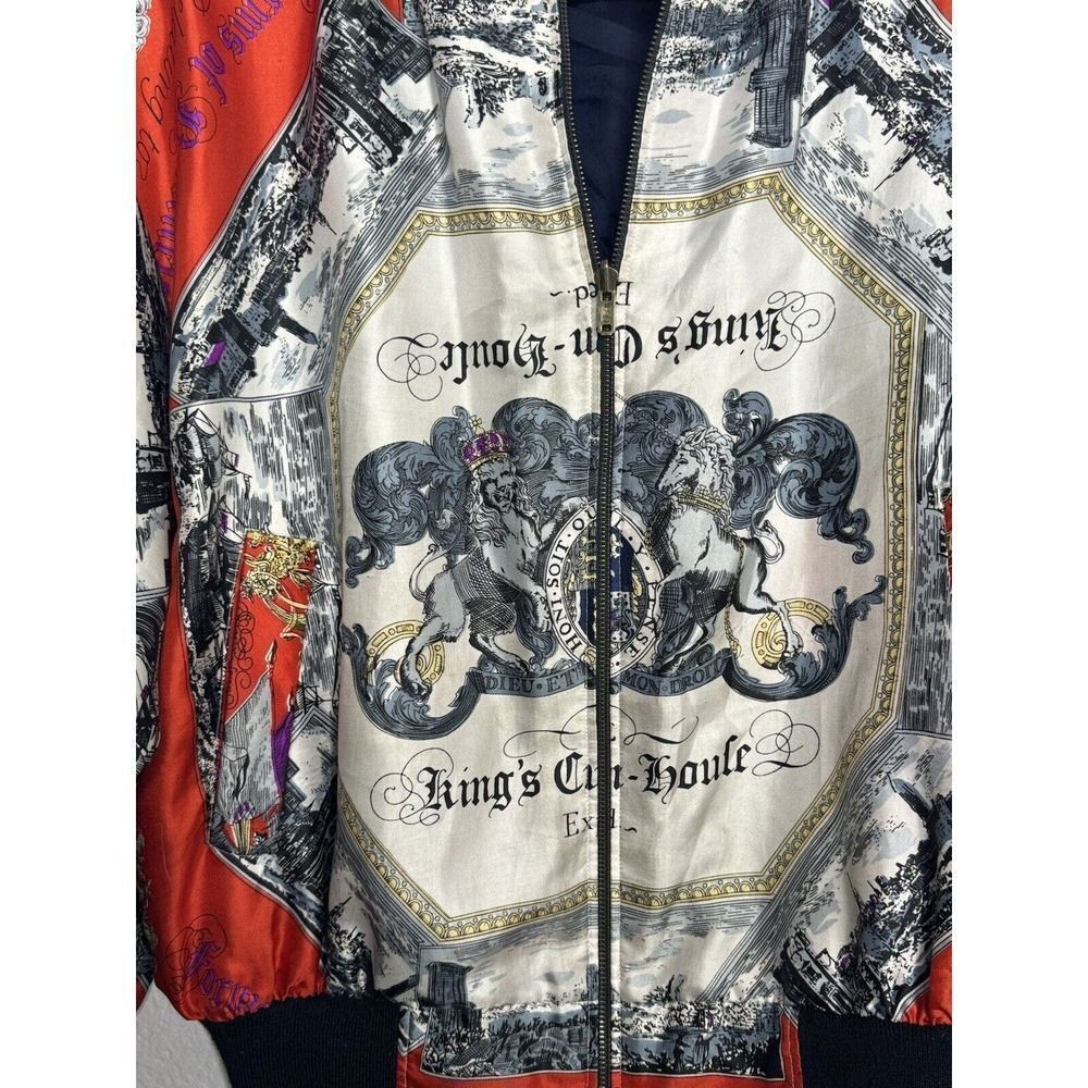 Vintage Woman's BOMBER JACKET OLD WORLD GRAPHIC SCARF MATERIAL ‼️‼️‼️
